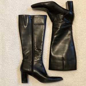 Women’s tall black leather dress boots